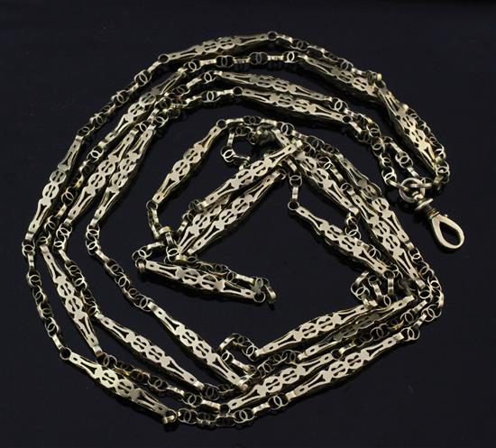 A 19th century gold guard chain, 49.5in.